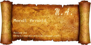 Mendl Arnold névjegykártya